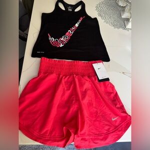 Nike Black Dri-FIT Tank with Bright Pink Athletic Shorts